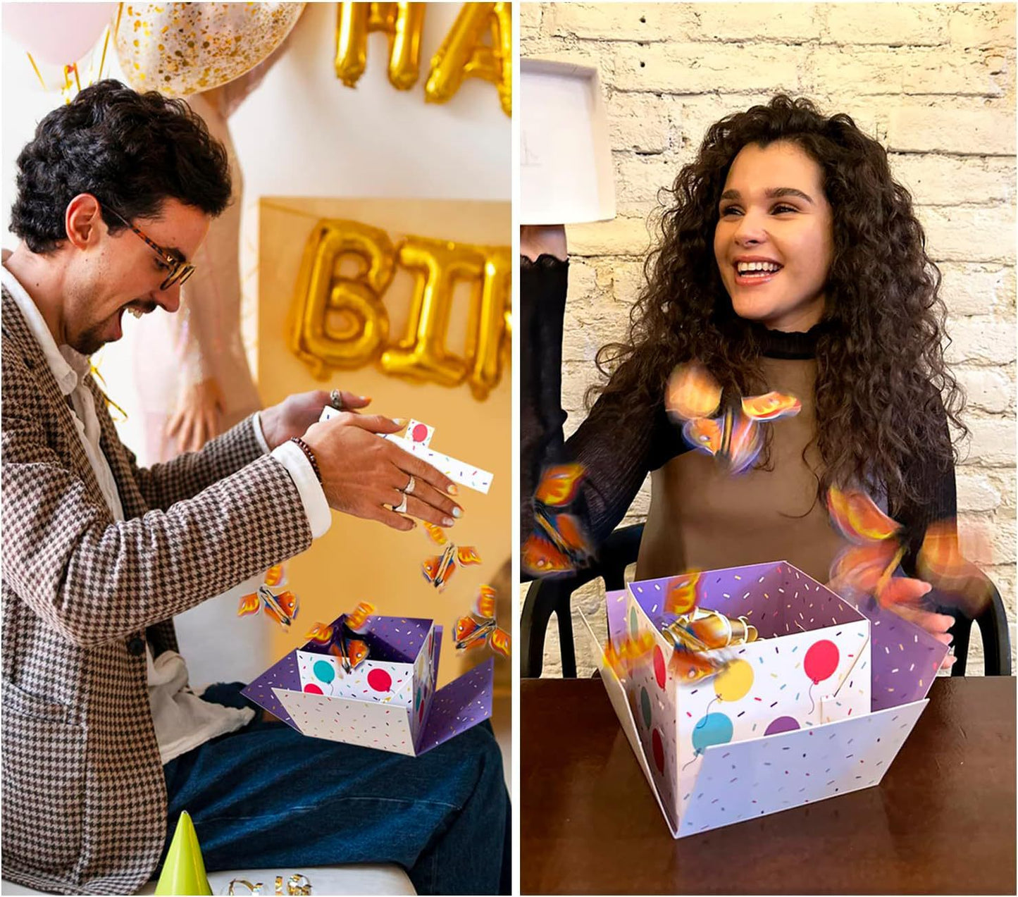 3D Explosion Gift Box with Flying Butterflies – Surprise Cake & Candy Pop-Up Box, Reusable Butterfly Party Favor for Birthday, Wedding & All Celebrations