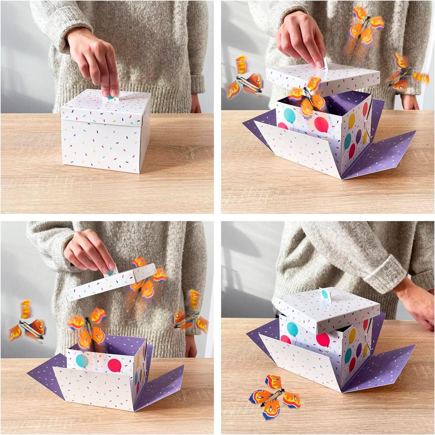 3D Explosion Gift Box with Flying Butterflies – Surprise Cake & Candy Pop-Up Box, Reusable Butterfly Party Favor for Birthday, Wedding & All Celebrations