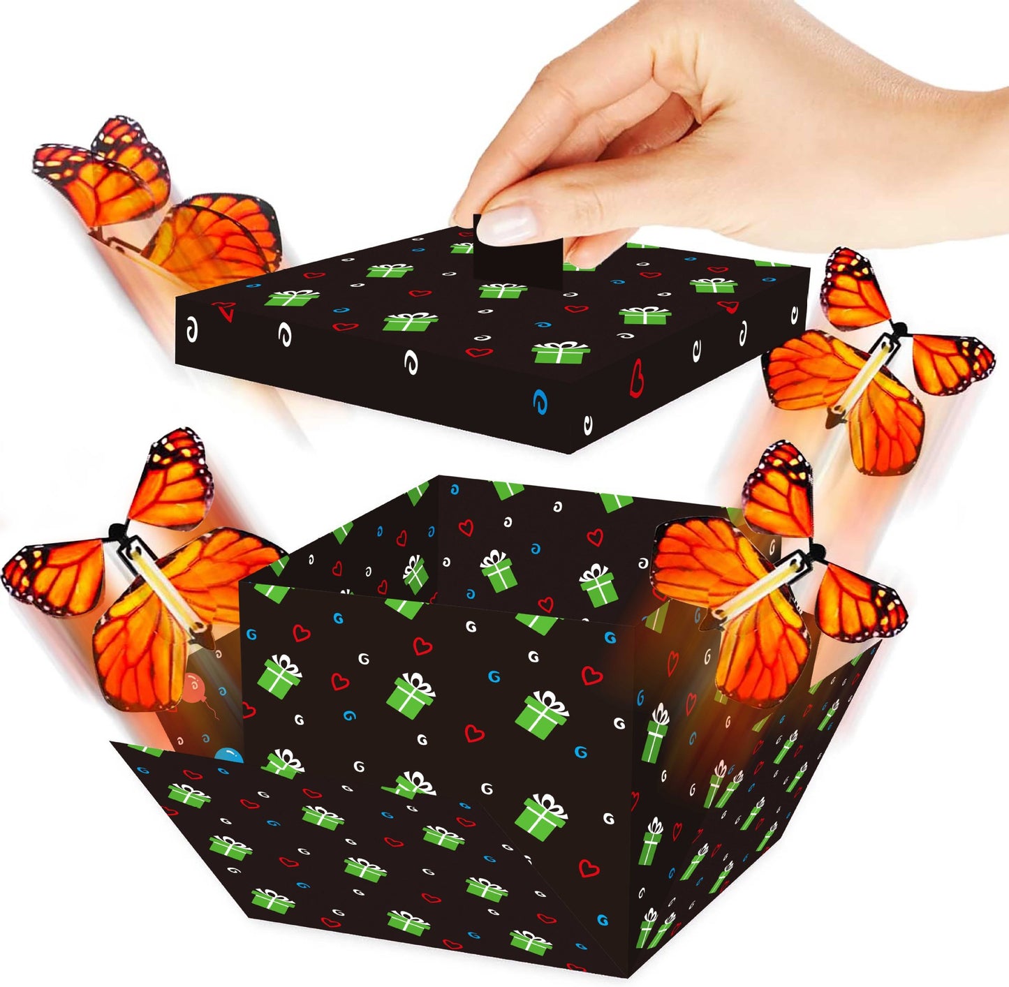 3D Explosion Gift Box with Flying Butterflies – Surprise Cake & Candy Pop-Up Box, Reusable Butterfly Party Favor for Birthday, Wedding & All Celebrations