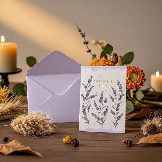 3D Pop-Up Lavender Bouquet Card with Gold Foil – Handcrafted Floral Keepsake for Birthdays, Teacher Appreciation, Friends & Confession, with Envelope