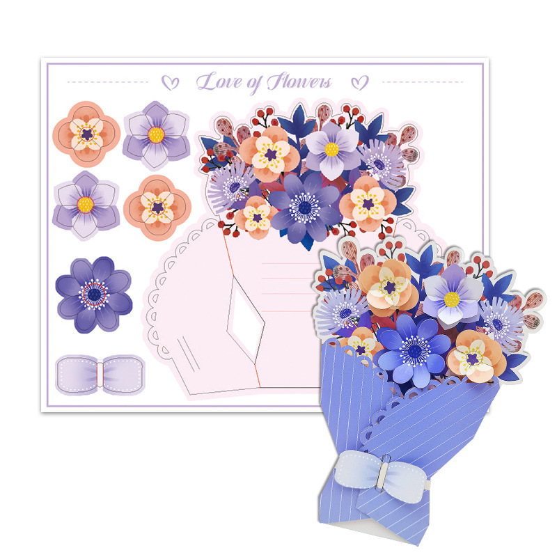 3D Pop-Up Mother‘s Day Card – Handmade Flower Bouquet in Full Bloom, A Keepsake That Never Fades, with Envelope
