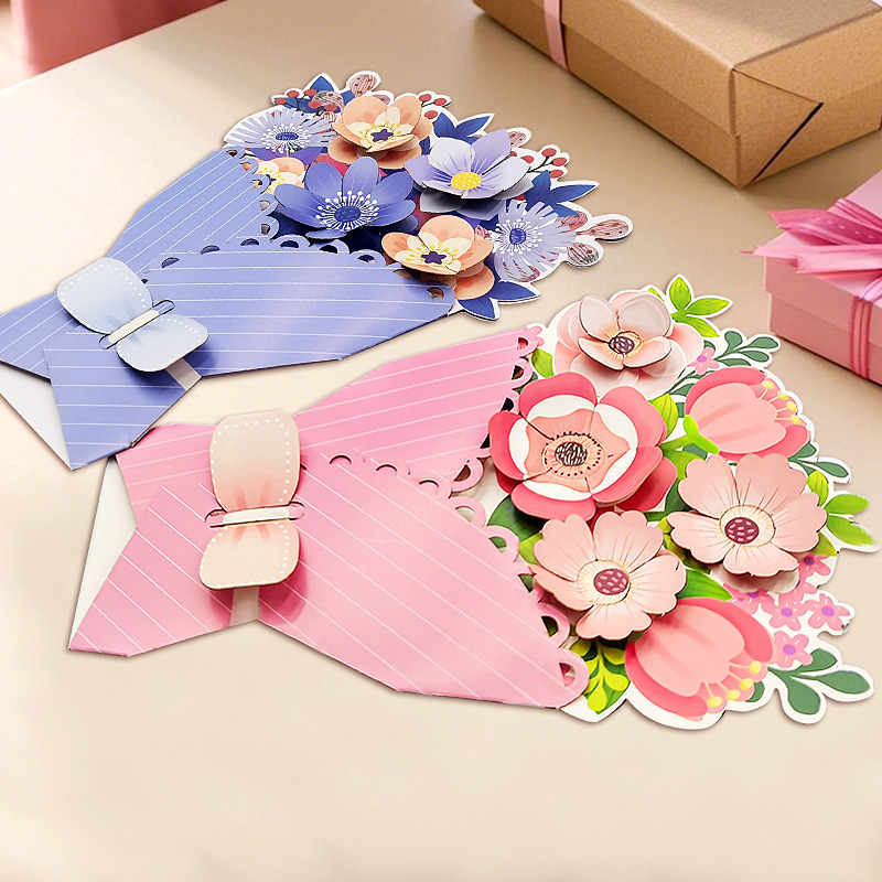 3D Pop-Up Mother‘s Day Card – Handmade Flower Bouquet in Full Bloom, A Keepsake That Never Fades, with Envelope