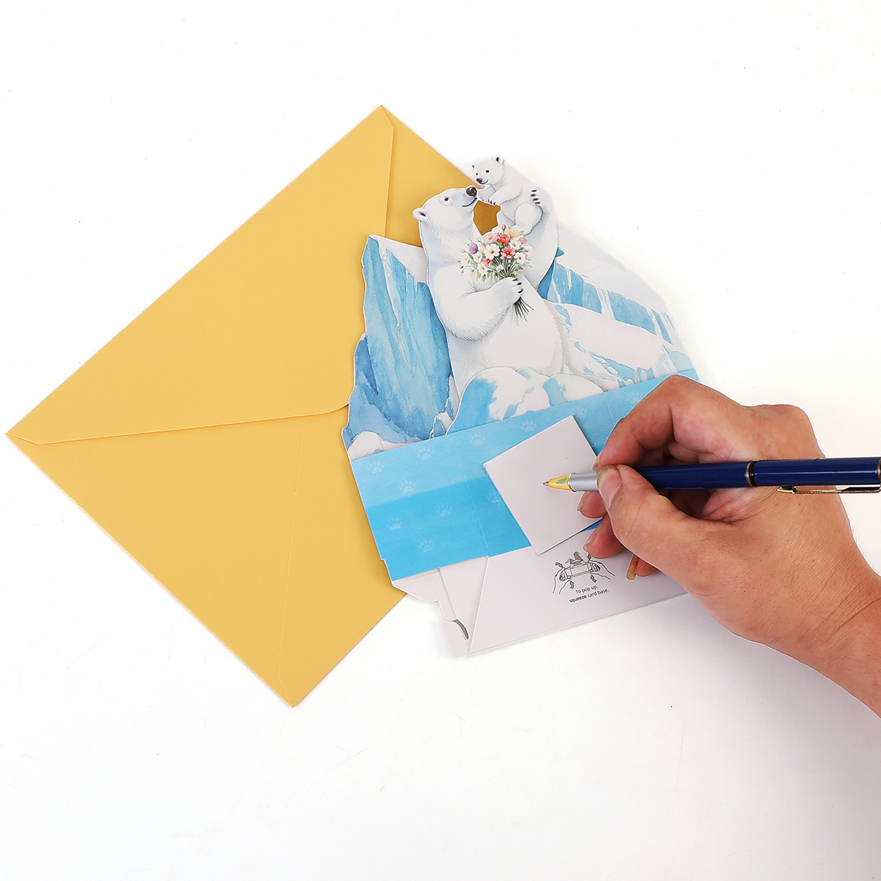 Wholesale 3D Pop-Up Polar Bear Mother‘s Day Cards – Gold Foil Handmade Animal Greeting Cards, Factory Direct with Customization