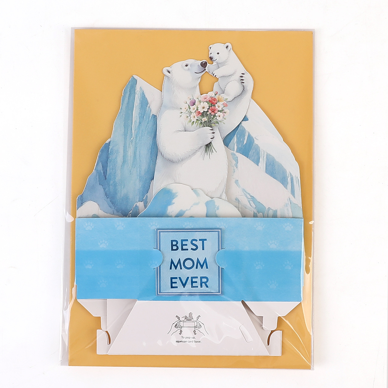 Wholesale 3D Pop-Up Polar Bear Mother‘s Day Cards – Gold Foil Handmade Animal Greeting Cards, Factory Direct with Customization