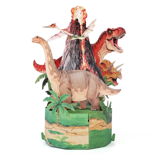 Wholesale 3D Pop-Up T-Rex Volcano Birthday Cards – Handmade Dinosaur Greeting Cards for Kids