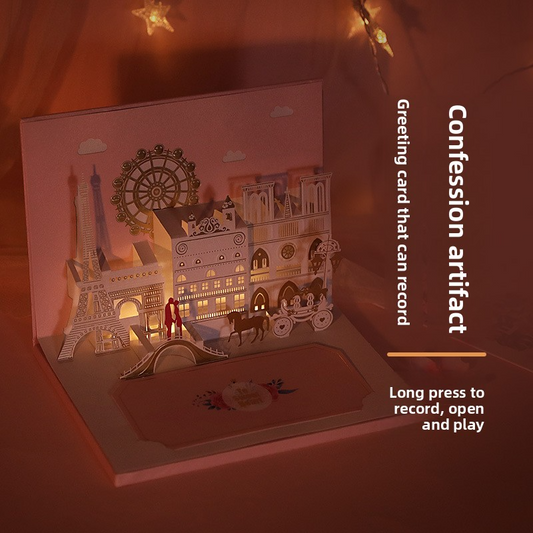 Wholesale 3D Pop-Up Recordable Love Cards – Romantic Valentine‘s Day Greeting Cards with Voice Recording & LED Lights, Factory Direct with Customization