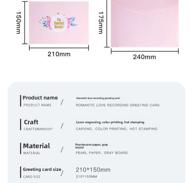 Wholesale 3D Pop-Up Recordable Love Cards – Romantic Valentine‘s Day Greeting Cards with Voice Recording & LED Lights, Factory Direct with Customization