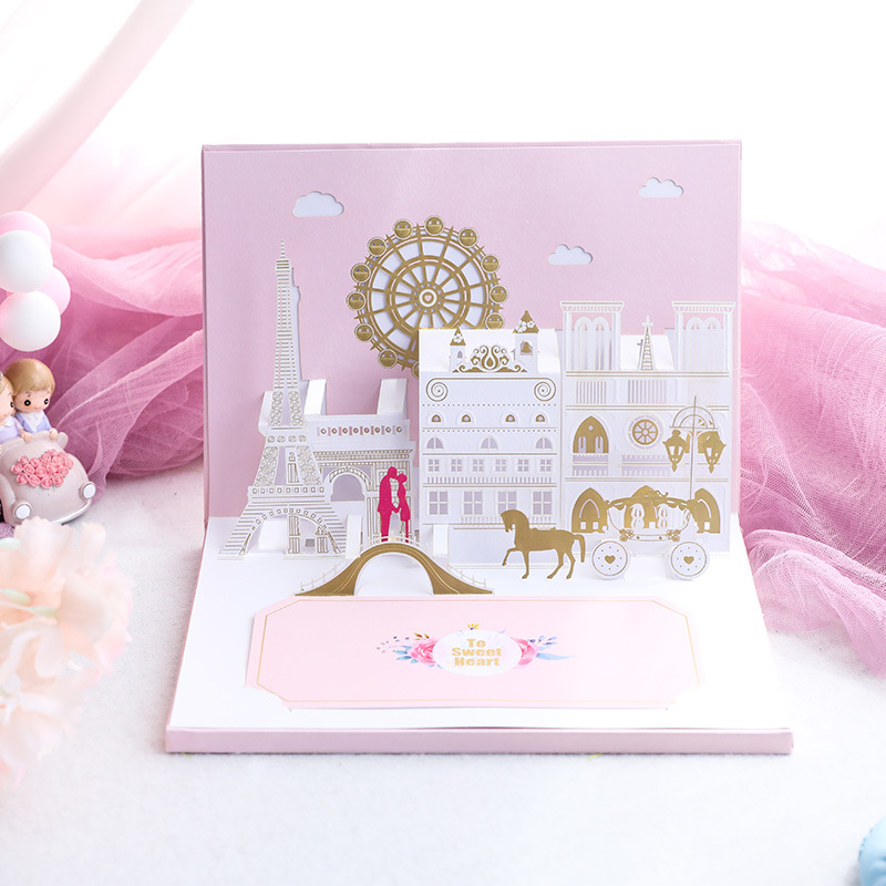Wholesale 3D Pop-Up Recordable Love Cards – Romantic Valentine‘s Day Greeting Cards with Voice Recording & LED Lights, Factory Direct with Customization