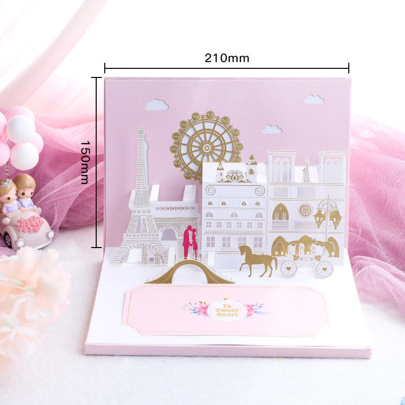 Wholesale 3D Pop-Up Recordable Love Cards – Romantic Valentine‘s Day Greeting Cards with Voice Recording & LED Lights, Factory Direct with Customization