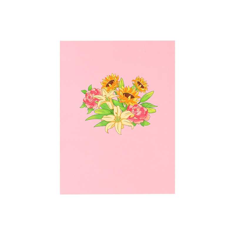 3D Pop-Up Sunflower & Lily Vase Card – Handmade Paper Sculpture for Valentine‘s Day, A Fresh & Elegant Keepsake with Envelope