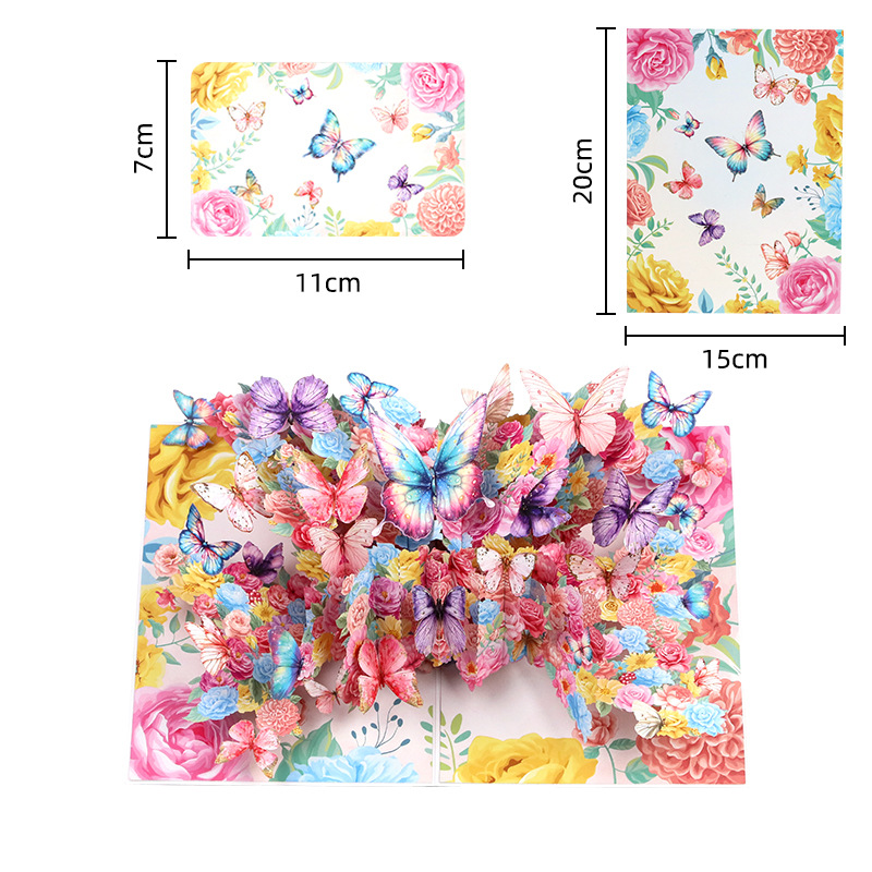 3D Pop-Up Flower & Butterfly Card – Handcrafted Laser-Cut Greeting with Vibrant Garden Scene, A Creative Keepsake for Every Celebration