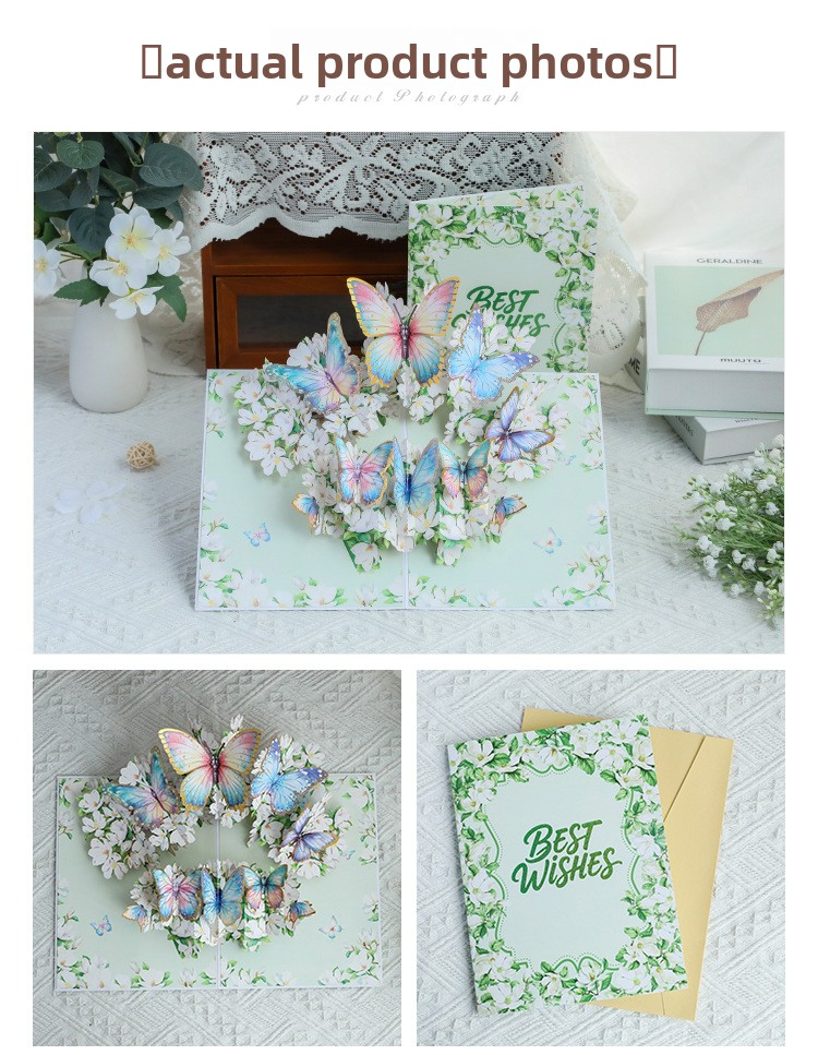 3D Pop-Up Magnolia & Butterfly Card – Handcrafted Laser-Cut Floral Greeting for Mother‘s Day, A Graceful Keepsake with Envelope