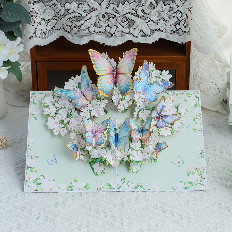 3D Pop-Up Magnolia & Butterfly Card – Handcrafted Laser-Cut Floral Greeting for Mother‘s Day, A Graceful Keepsake with Envelope