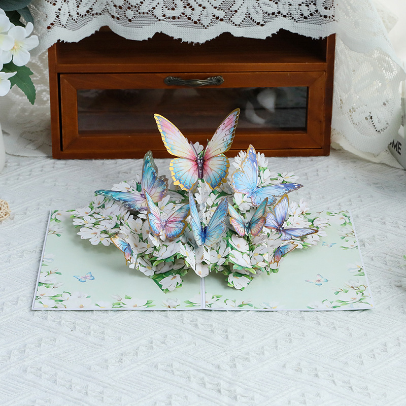 3D Pop-Up Magnolia & Butterfly Card – Handcrafted Laser-Cut Floral Greeting for Mother‘s Day, A Graceful Keepsake with Envelope