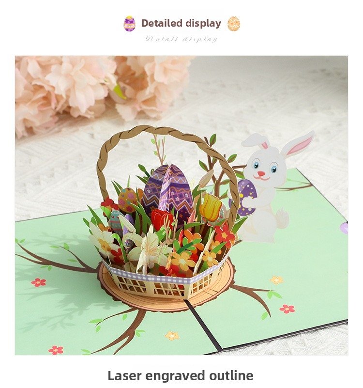 3D Pop-Up Easter Bunny & Egg Card – Handcrafted Paper Sculpture with Spring Flowers, A Playful Keepsake for the Holiday, with Envelope