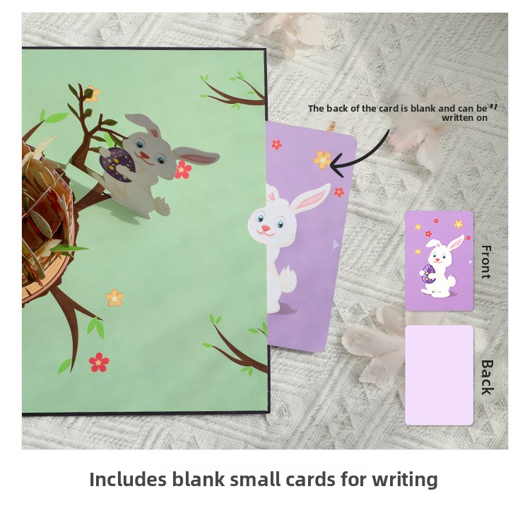 3D Pop-Up Easter Bunny & Egg Card – Handcrafted Paper Sculpture with Spring Flowers, A Playful Keepsake for the Holiday, with Envelope