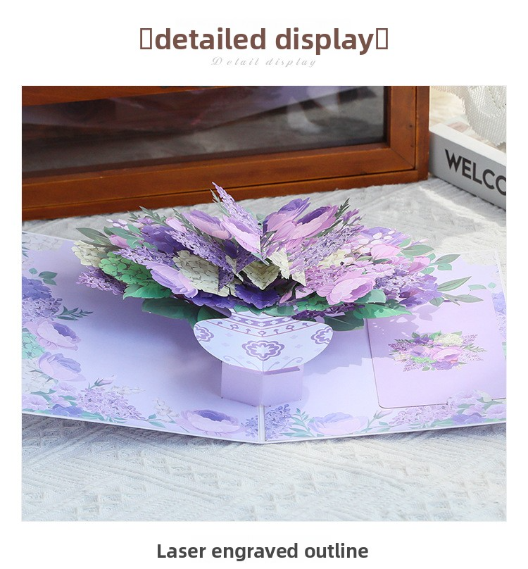3D Pop-Up Hydrangea & Rose Vase Card – Handcrafted Laser-Cut Floral Greeting for Valentine‘s Day, A Fresh & Elegant Keepsake with Envelope