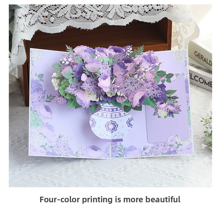 3D Pop-Up Hydrangea & Rose Vase Card – Handcrafted Laser-Cut Floral Greeting for Valentine‘s Day, A Fresh & Elegant Keepsake with Envelope