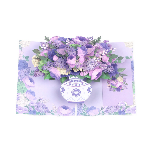 3D Pop-Up Hydrangea & Rose Vase Card – Handcrafted Laser-Cut Floral Greeting for Valentine‘s Day, A Fresh & Elegant Keepsake with Envelope