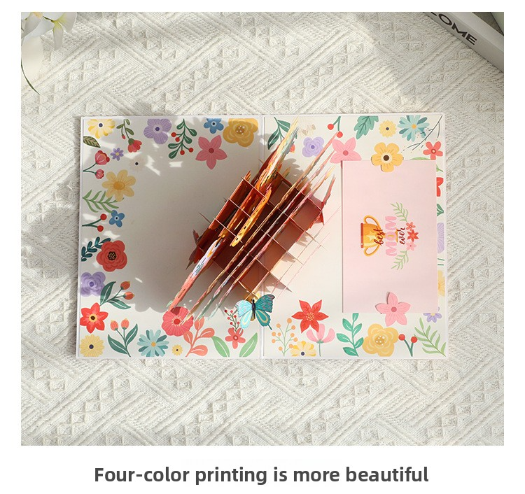 3D Pop-Up “Best Mom” Mother‘s Day Card – Handcrafted Paper Sculpture with Flowers & Hearts, A Heartfelt Keepsake She’ll Treasure, with Envelope