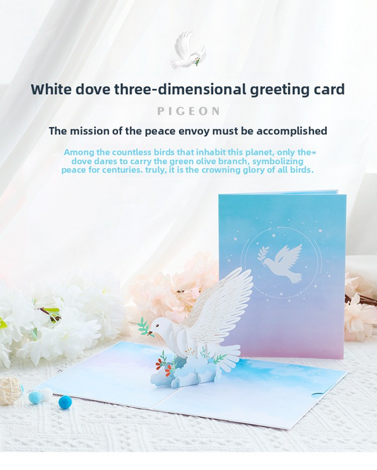 3D Pop-Up Peace Dove Card – Handcrafted Paper Sculpture with Olive Branch & Blossoms, A Serene Keepsake for Every Heartfelt Occasion, with Envelope
