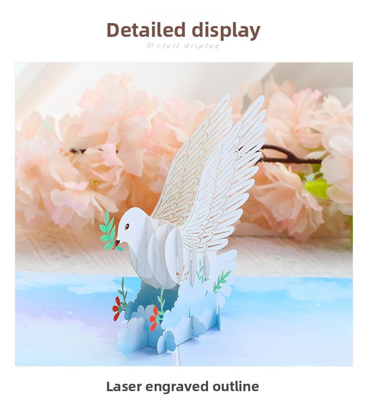 3D Pop-Up Peace Dove Card – Handcrafted Paper Sculpture with Olive Branch & Blossoms, A Serene Keepsake for Every Heartfelt Occasion, with Envelope