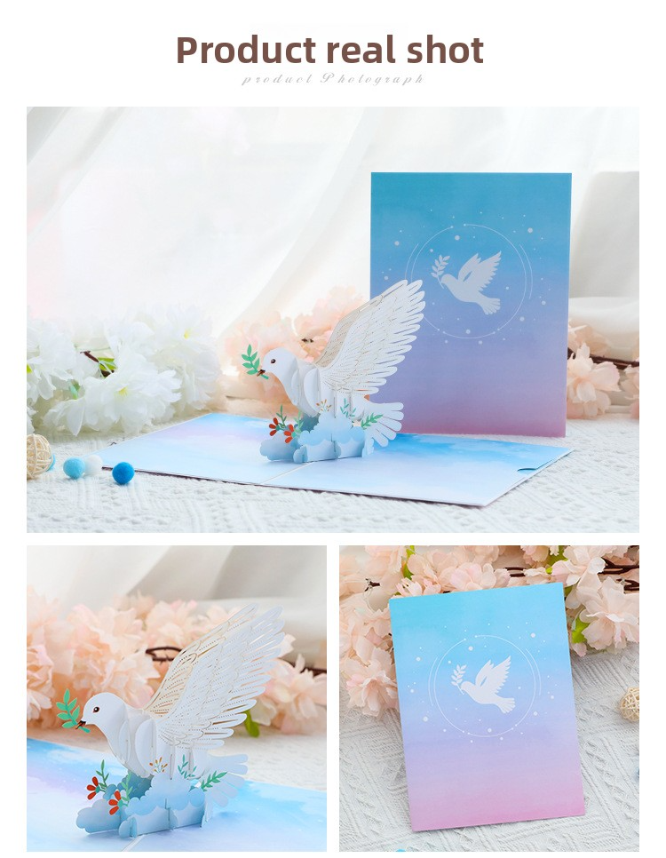 3D Pop-Up Peace Dove Card – Handcrafted Paper Sculpture with Olive Branch & Blossoms, A Serene Keepsake for Every Heartfelt Occasion, with Envelope