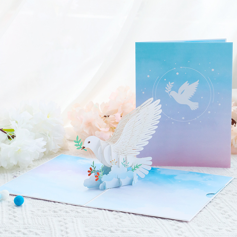 3D Pop-Up Peace Dove Card – Handcrafted Paper Sculpture with Olive Branch & Blossoms, A Serene Keepsake for Every Heartfelt Occasion, with Envelope