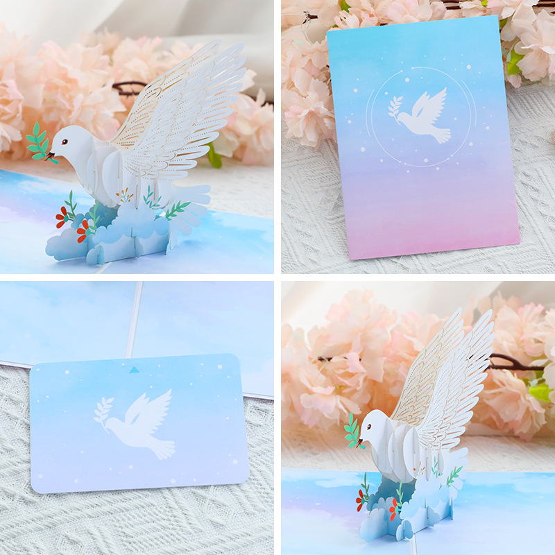 3D Pop-Up Peace Dove Card – Handcrafted Paper Sculpture with Olive Branch & Blossoms, A Serene Keepsake for Every Heartfelt Occasion, with Envelope