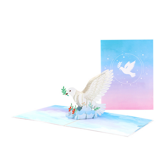 3D Pop-Up Peace Dove Card – Handcrafted Paper Sculpture with Olive Branch & Blossoms, A Serene Keepsake for Every Heartfelt Occasion, with Envelope