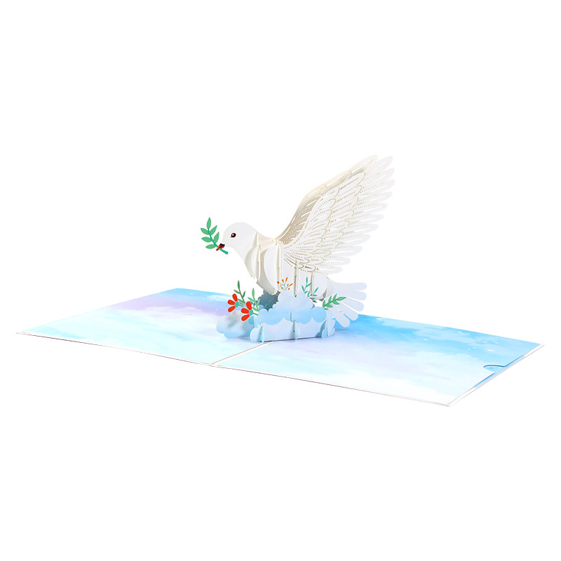 3D Pop-Up Peace Dove Card – Handcrafted Paper Sculpture with Olive Branch & Blossoms, A Serene Keepsake for Every Heartfelt Occasion, with Envelope