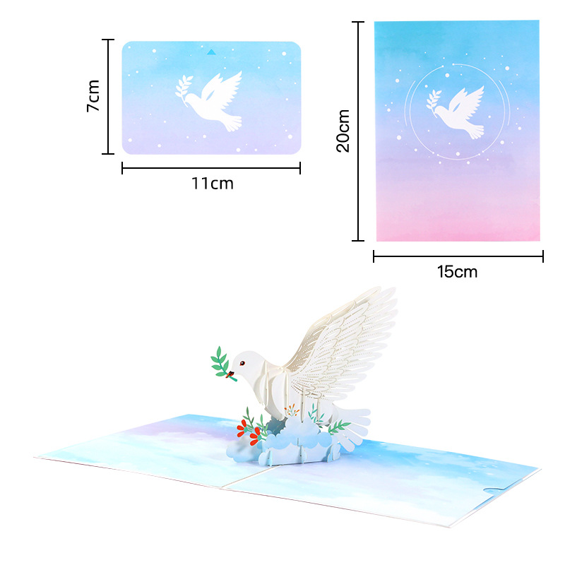 3D Pop-Up Peace Dove Card – Handcrafted Paper Sculpture with Olive Branch & Blossoms, A Serene Keepsake for Every Heartfelt Occasion, with Envelope