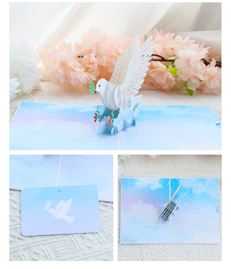 3D Pop-Up Peace Dove Card – Handcrafted Paper Sculpture with Olive Branch & Blossoms, A Serene Keepsake for Every Heartfelt Occasion, with Envelope