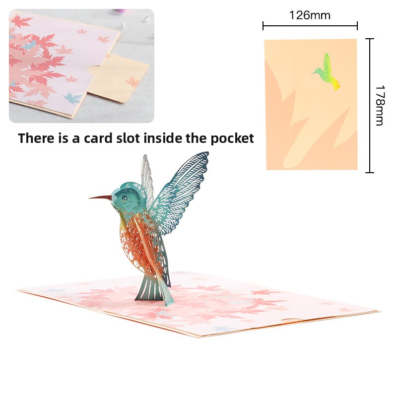 3D Pop-Up Maple Leaf & Bird Card – Handcrafted Paper Sculpture with Falling Foliage, A Romantic Keepsake for Valentine‘s Day, Birthday & Every Heartfelt Moment, with Envelope