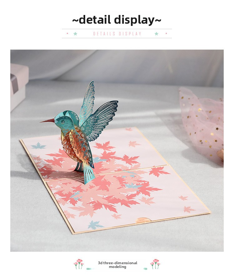 3D Pop-Up Maple Leaf & Bird Card – Handcrafted Paper Sculpture with Falling Foliage, A Romantic Keepsake for Valentine‘s Day, Birthday & Every Heartfelt Moment, with Envelope