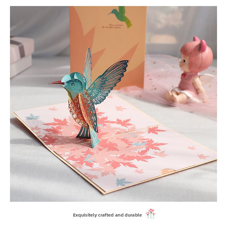 3D Pop-Up Maple Leaf & Bird Card – Handcrafted Paper Sculpture with Falling Foliage, A Romantic Keepsake for Valentine‘s Day, Birthday & Every Heartfelt Moment, with Envelope