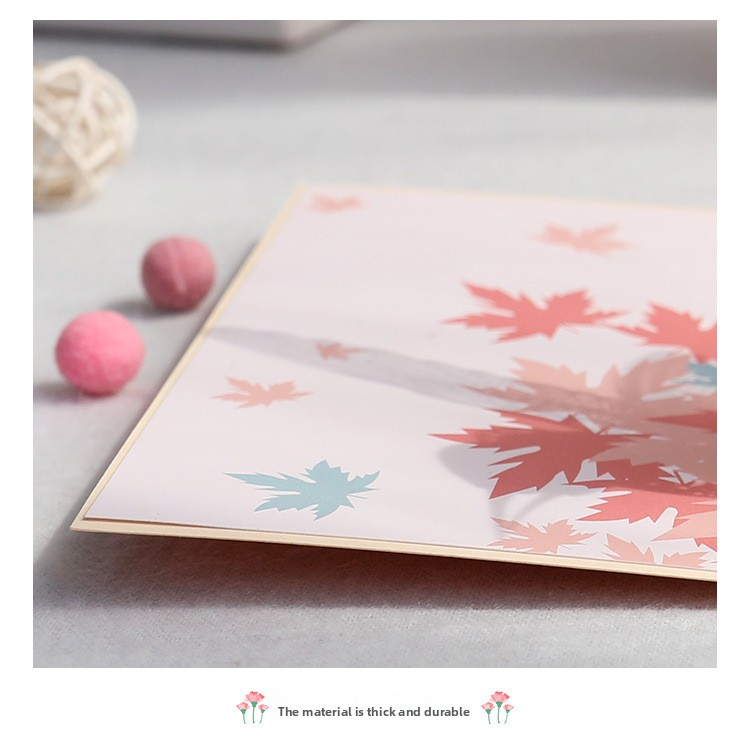 3D Pop-Up Maple Leaf & Bird Card – Handcrafted Paper Sculpture with Falling Foliage, A Romantic Keepsake for Valentine‘s Day, Birthday & Every Heartfelt Moment, with Envelope