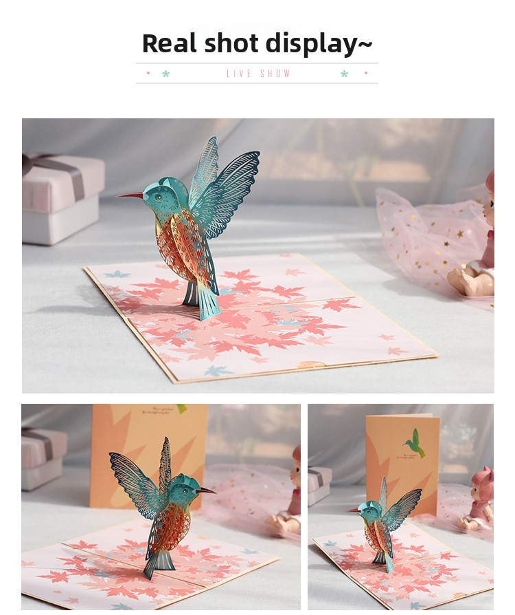 3D Pop-Up Maple Leaf & Bird Card – Handcrafted Paper Sculpture with Falling Foliage, A Romantic Keepsake for Valentine‘s Day, Birthday & Every Heartfelt Moment, with Envelope