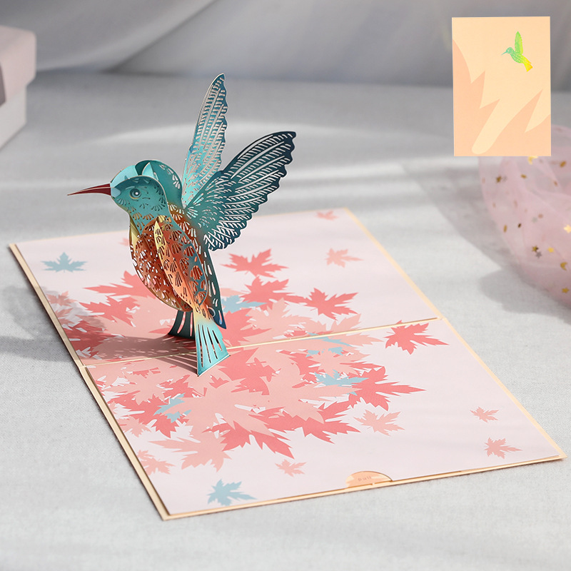 3D Pop-Up Maple Leaf & Bird Card – Handcrafted Paper Sculpture with Falling Foliage, A Romantic Keepsake for Valentine‘s Day, Birthday & Every Heartfelt Moment, with Envelope