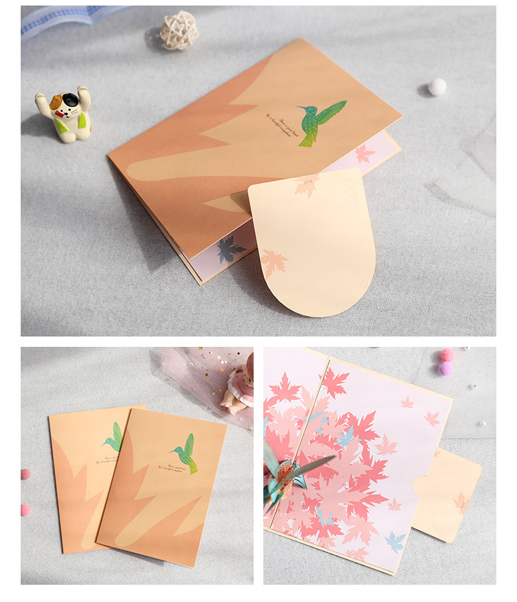 3D Pop-Up Maple Leaf & Bird Card – Handcrafted Paper Sculpture with Falling Foliage, A Romantic Keepsake for Valentine‘s Day, Birthday & Every Heartfelt Moment, with Envelope