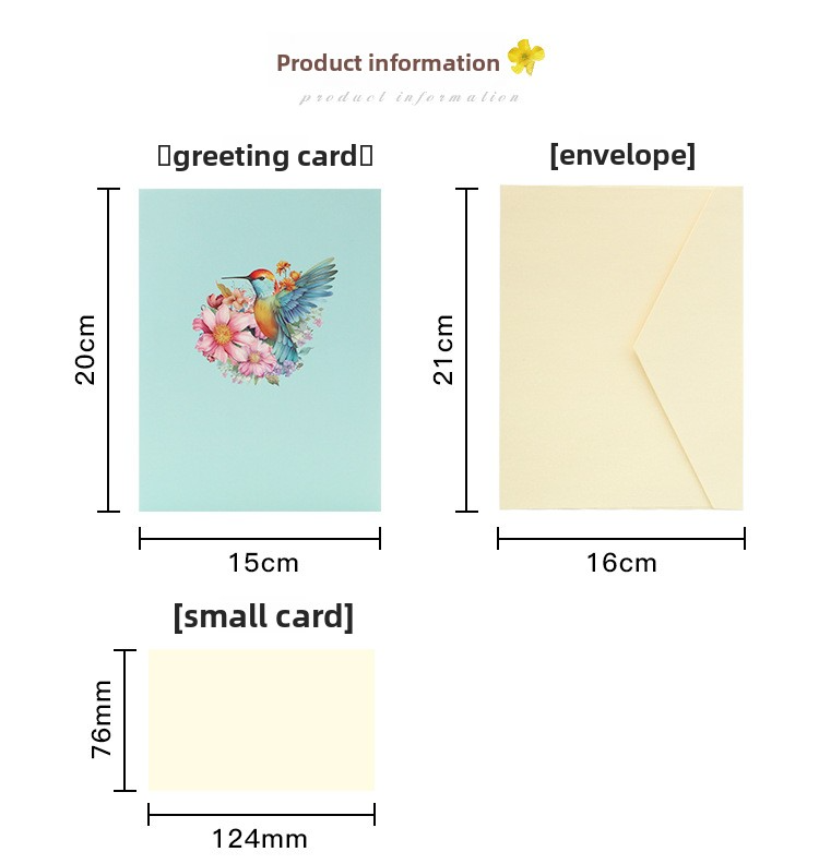 3D Pop-Up Hummingbird & Flower Card – Handcrafted Paper Sculpture with Vibrant Blooms, A Graceful Keepsake for Valentine‘s Day, Mother’s Day & Every Heartfelt Occasion, with Envelope