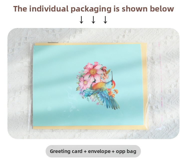 3D Pop-Up Hummingbird & Flower Card – Handcrafted Paper Sculpture with Vibrant Blooms, A Graceful Keepsake for Valentine‘s Day, Mother’s Day & Every Heartfelt Occasion, with Envelope
