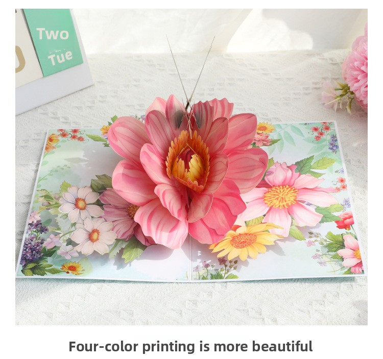3D Pop-Up Hummingbird & Flower Card – Handcrafted Paper Sculpture with Vibrant Blooms, A Graceful Keepsake for Valentine‘s Day, Mother’s Day & Every Heartfelt Occasion, with Envelope