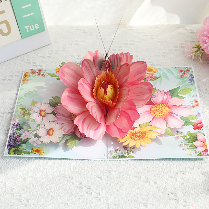 3D Pop-Up Hummingbird & Flower Card – Handcrafted Paper Sculpture with Vibrant Blooms, A Graceful Keepsake for Valentine‘s Day, Mother’s Day & Every Heartfelt Occasion, with Envelope