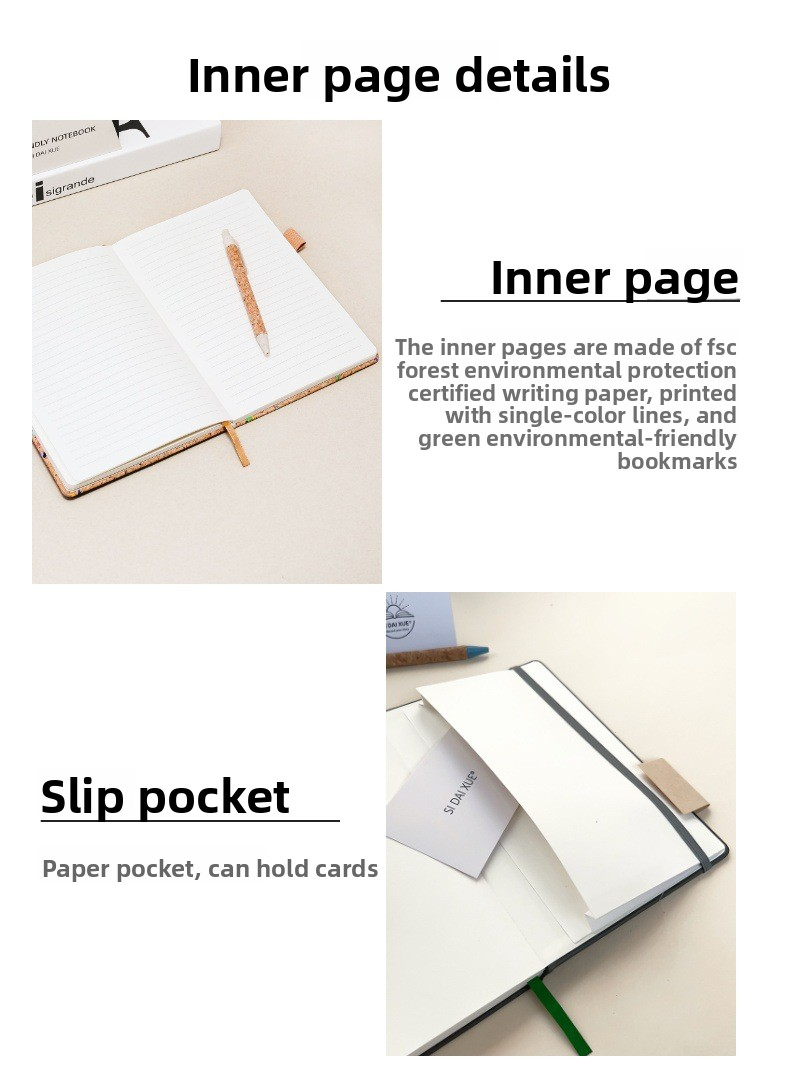 Eco-Friendly Cork Mosaic Notebook – Handcrafted Cover with Natural Cork & Fabric, A Sustainable Journal for Writing, Sketching & Everyday Inspiration
