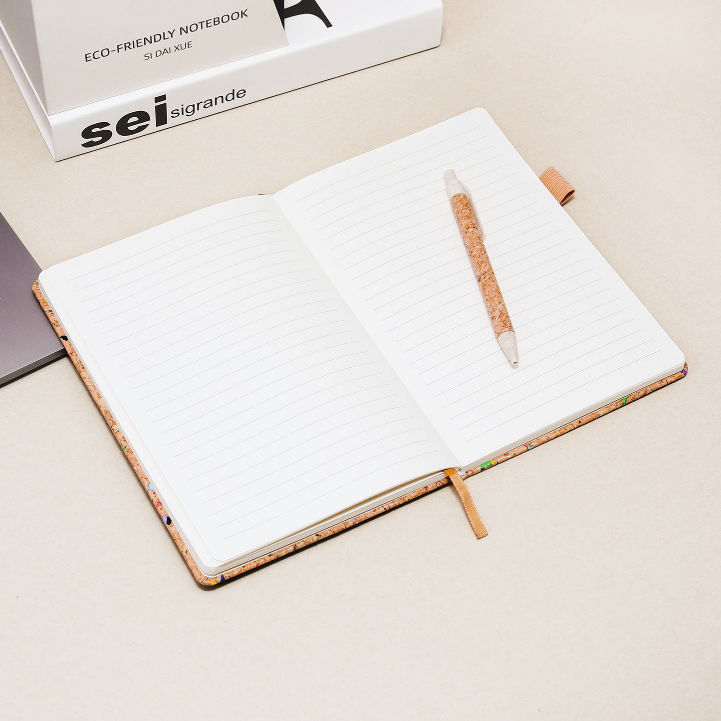 Eco-Friendly Cork Mosaic Notebook – Handcrafted Cover with Natural Cork & Fabric, A Sustainable Journal for Writing, Sketching & Everyday Inspiration