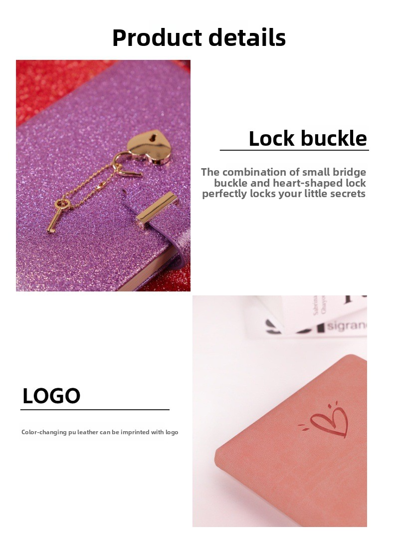 Heart-Shaped Lock Clasp Notebook – Cute PU Leather Journal with Single-Bound Edge, A Dreamy Keepsake for Girls, Teens & the Young at Heart