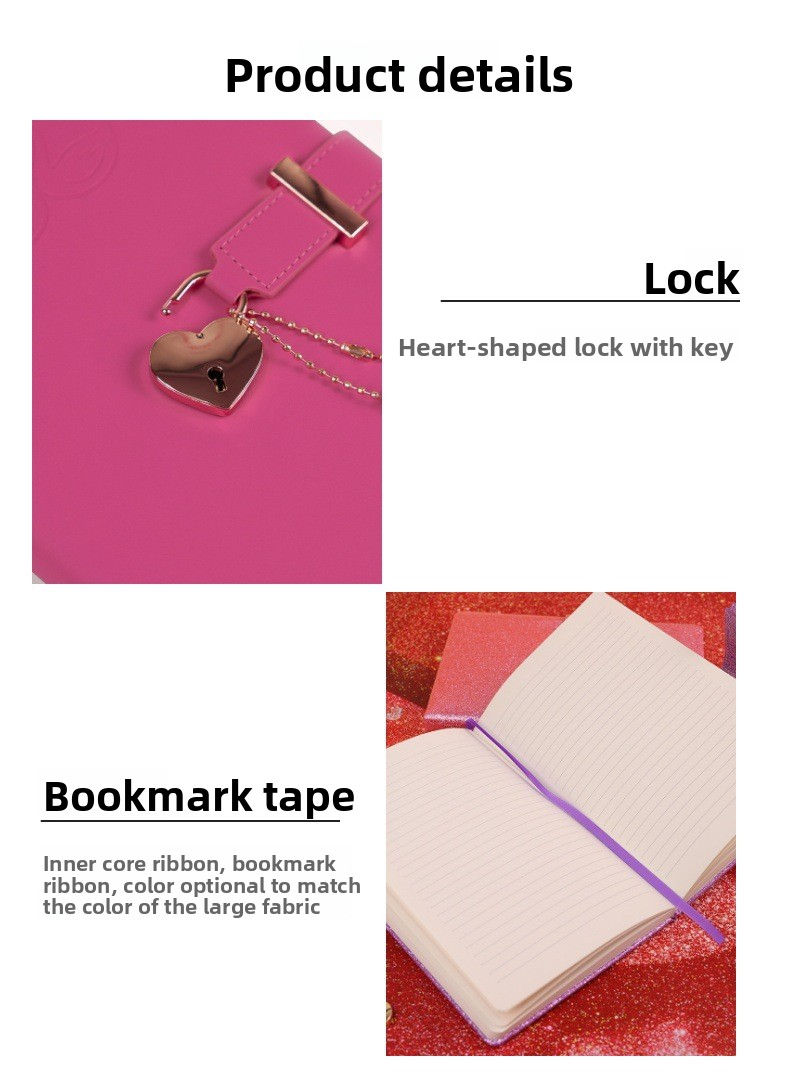 Heart-Shaped Lock Clasp Notebook – Cute PU Leather Journal with Single-Bound Edge, A Dreamy Keepsake for Girls, Teens & the Young at Heart
