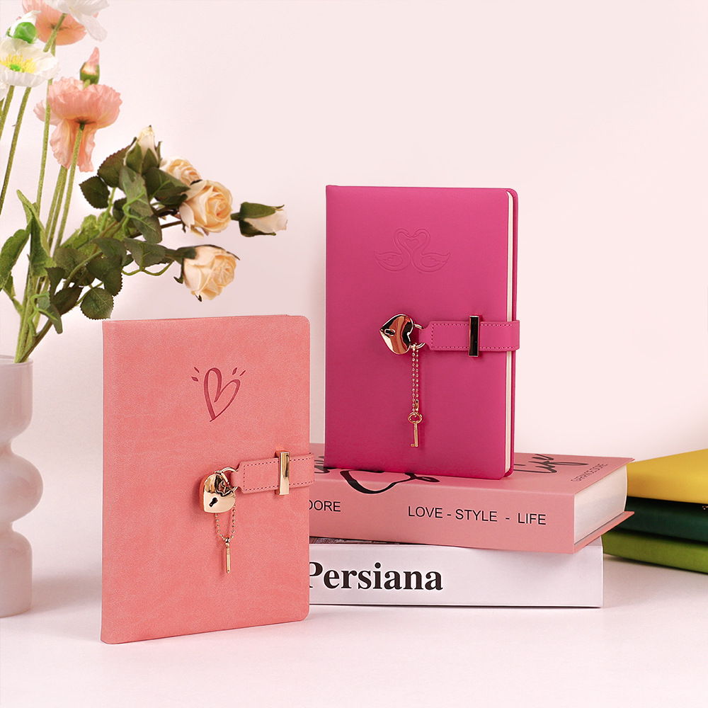 Heart-Shaped Lock Clasp Notebook – Cute PU Leather Journal with Single-Bound Edge, A Dreamy Keepsake for Girls, Teens & the Young at Heart