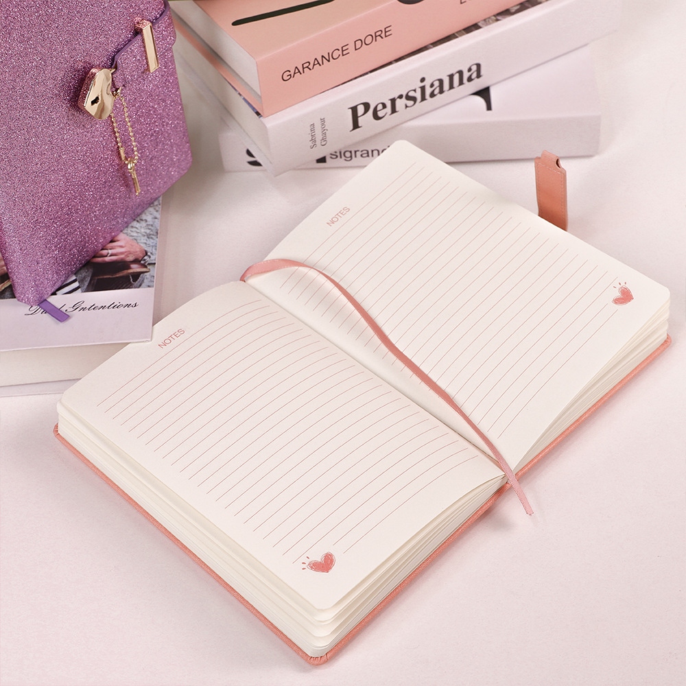 Heart-Shaped Lock Clasp Notebook – Cute PU Leather Journal with Single-Bound Edge, A Dreamy Keepsake for Girls, Teens & the Young at Heart
